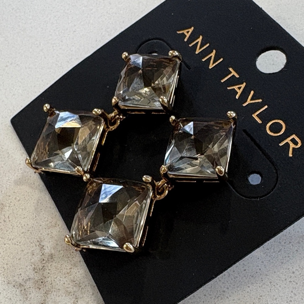 Ann Taylor Gold-Tone Earrings with Smoky Crystals - Picture 4 of 7